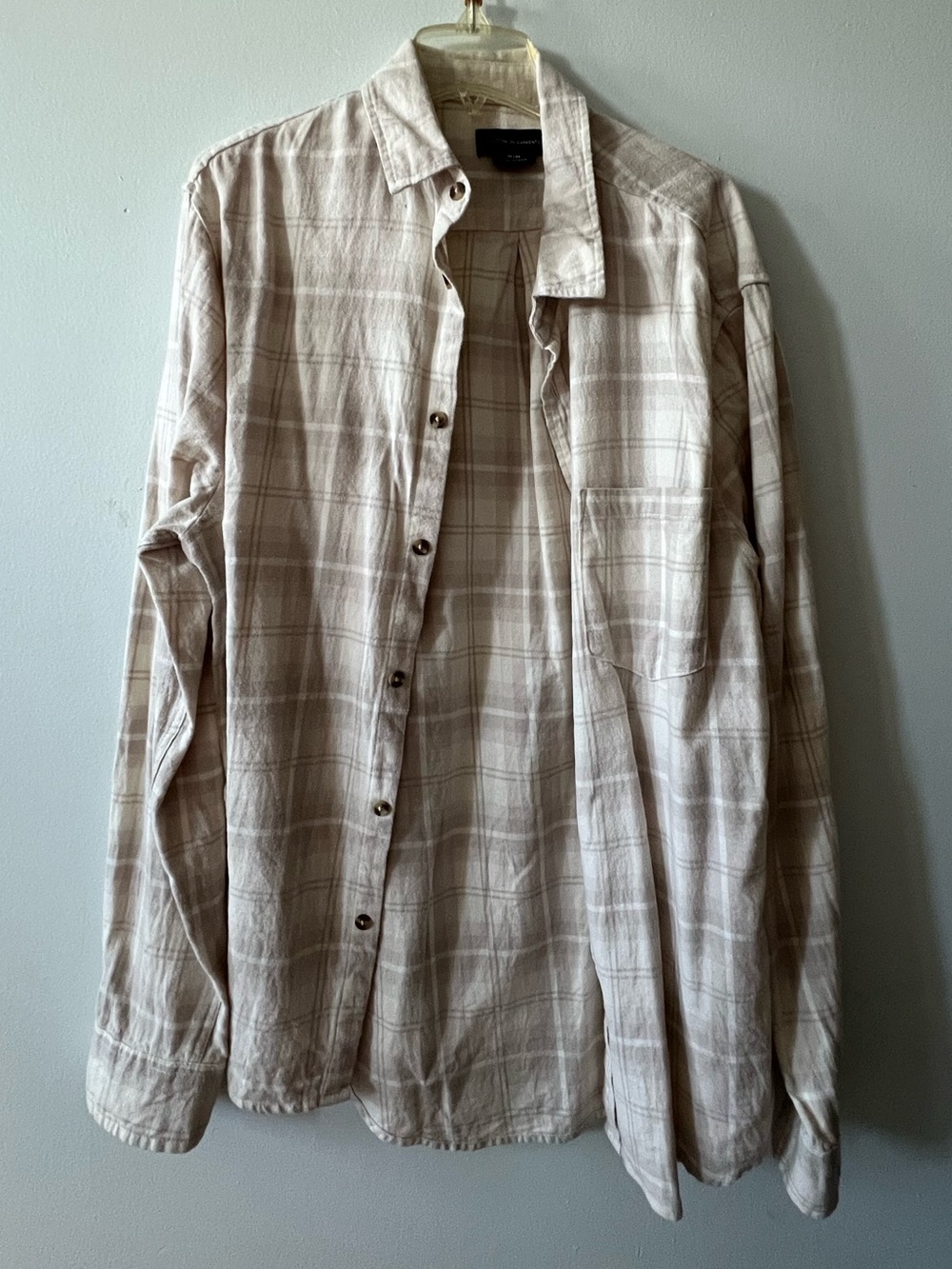 Cotton On Light Beige Plaid Button-Up Shirt
